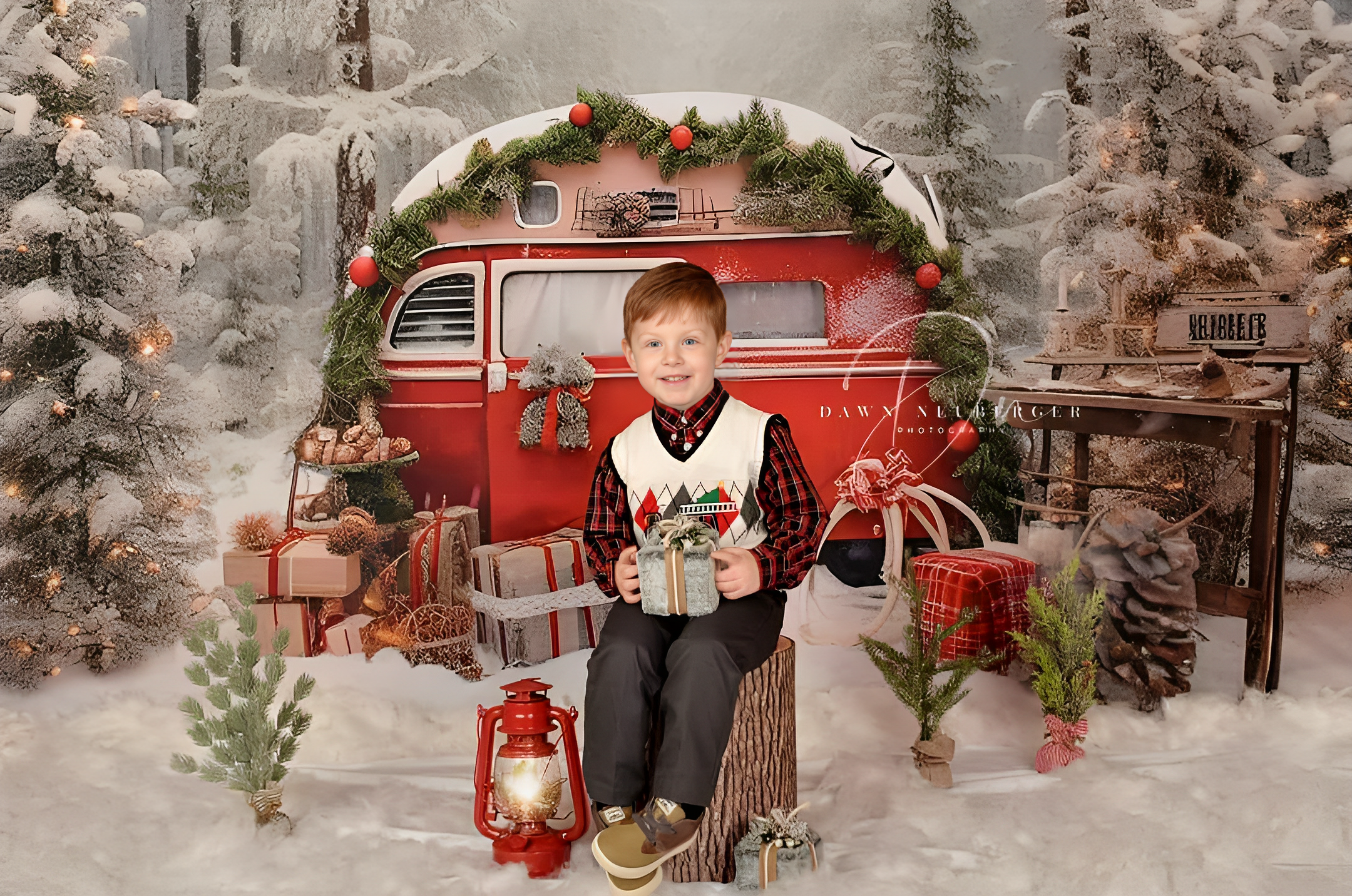 Kate Christmas Outdoor Snow Backdrop Forest for Photography - Kate Backdrop AU