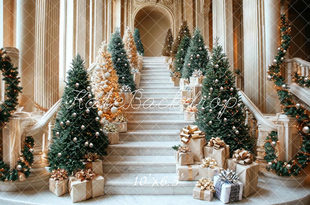 Kate Christmas Cascading Stairs Presents Backdrop Designed by Mini MakeBelieve - Kate Backdrop AU