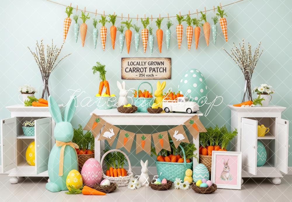 Kate Easter Bunny Carrots Eggs Backdrop Designed by Patty Roberts