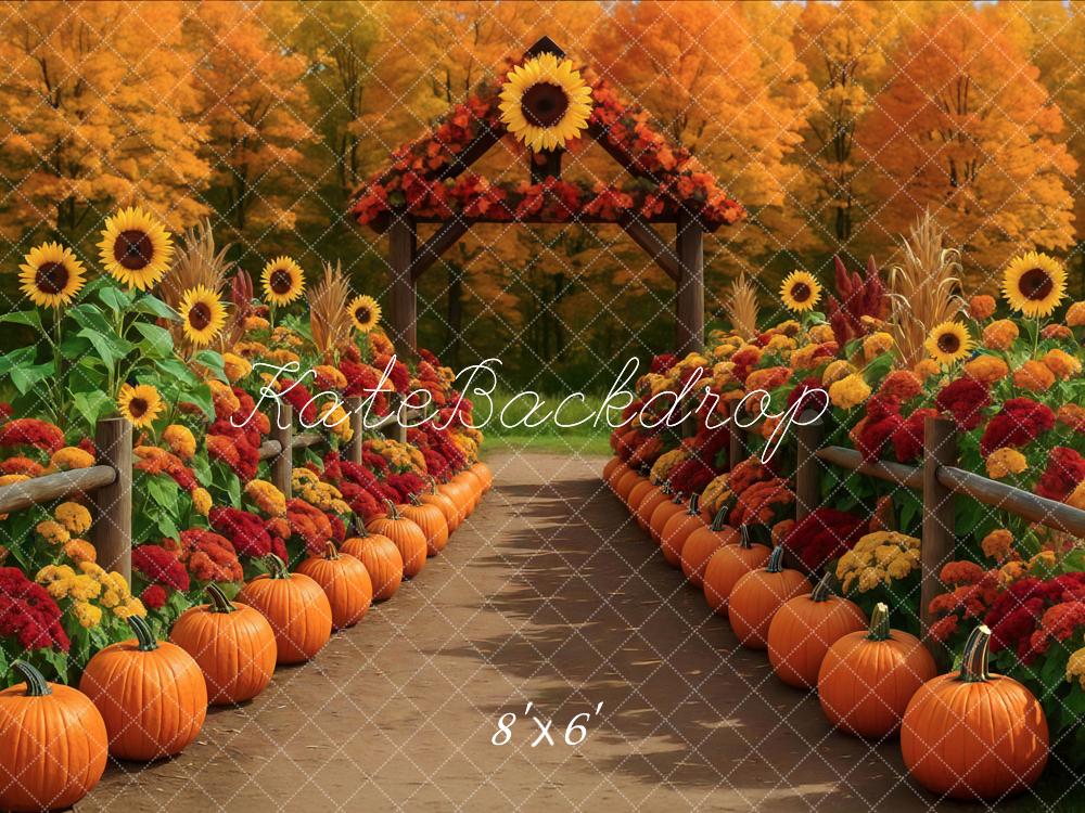 Kate Fall Sunflower Pumpkin Backdrop Designed by Mini MakeBelieve