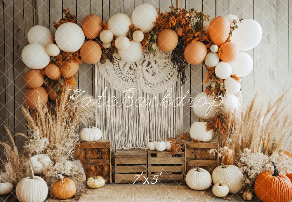 Kate Fall Pumpkin Balloon Macrame Boho Backdrop Designed by Patty Roberts
