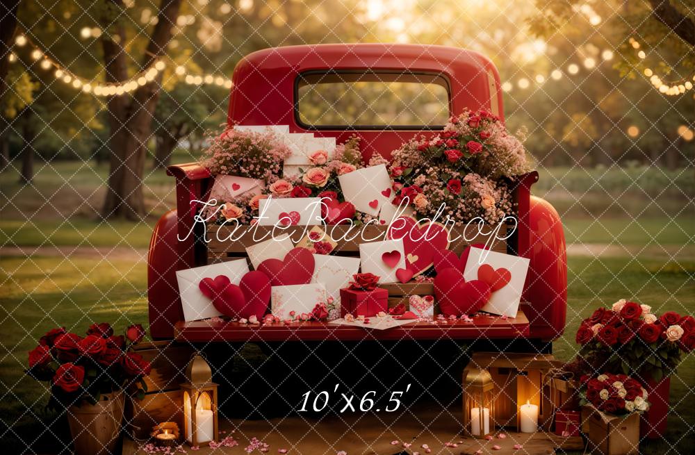 Kate Valentine Truck Flowers Heart Gifts Backdrop Designed by Emetselch
