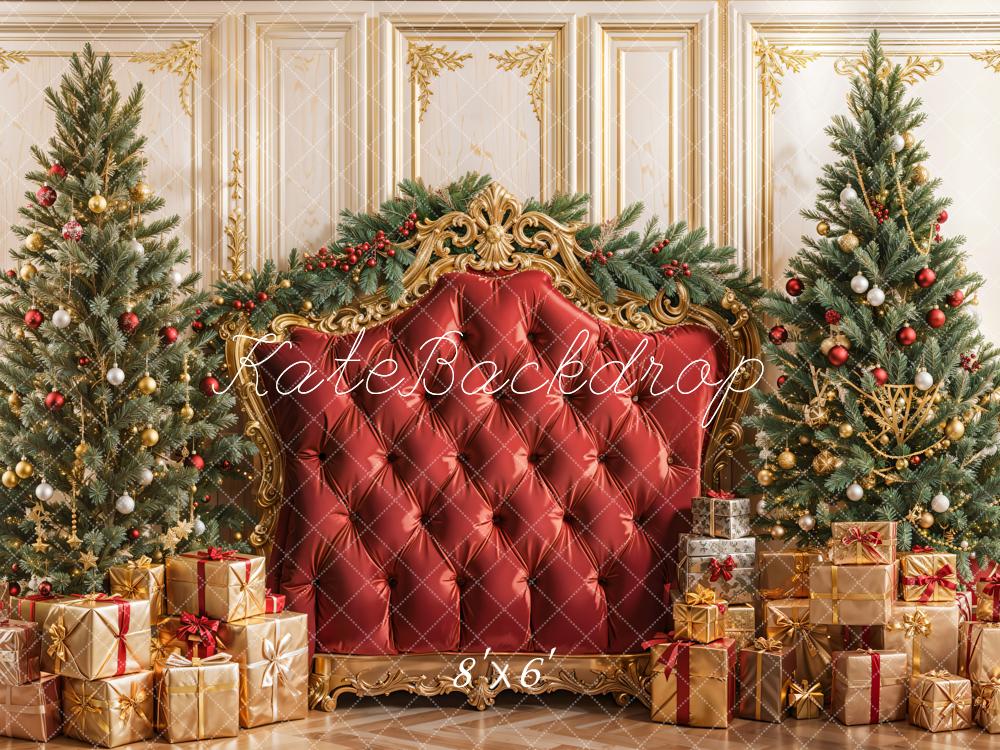 Kate Christmas Headboard Gift Boxes Fleece Backdrop Designed by Emetselch