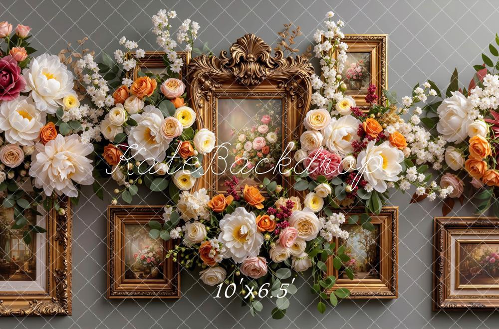Kate Flower Ornate Frames Floral Backdrop Designed by Mini MakeBelieve