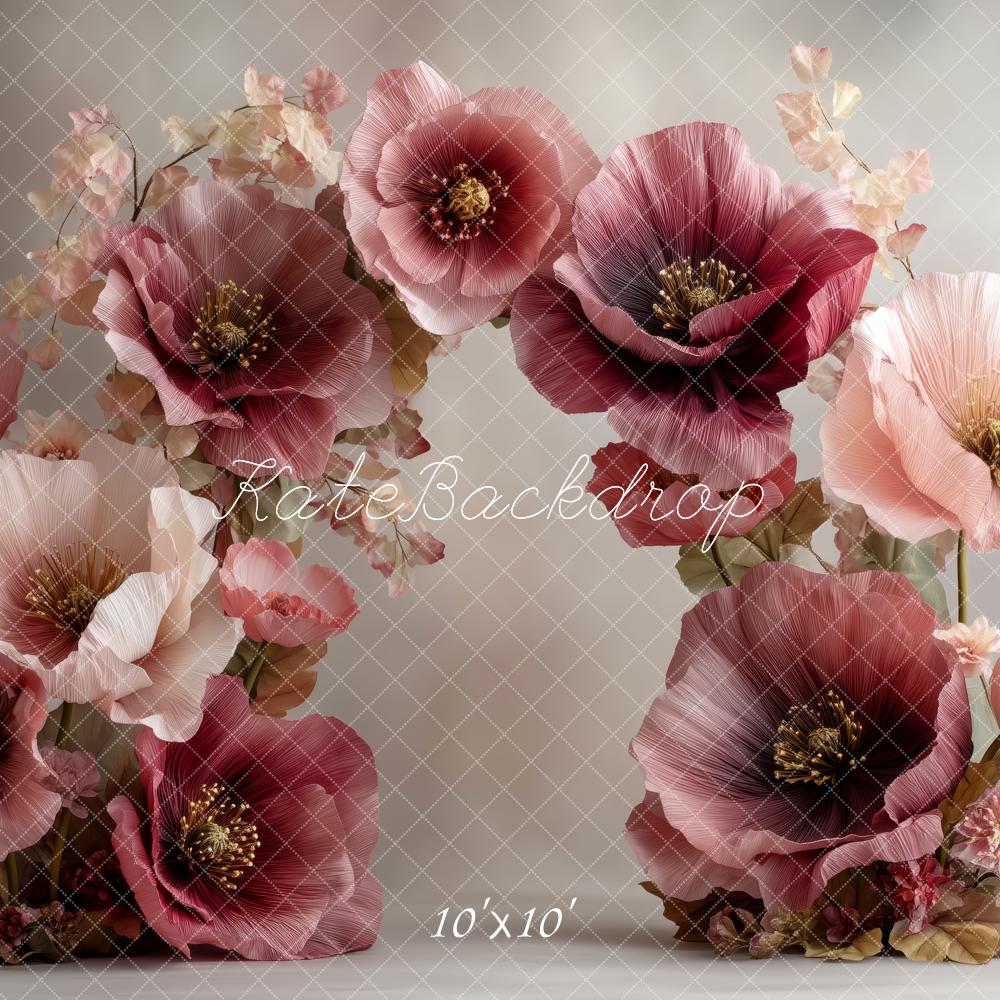 Kate Flower Arch Burgundy Pink Backdrop Designed by Patty Roberts