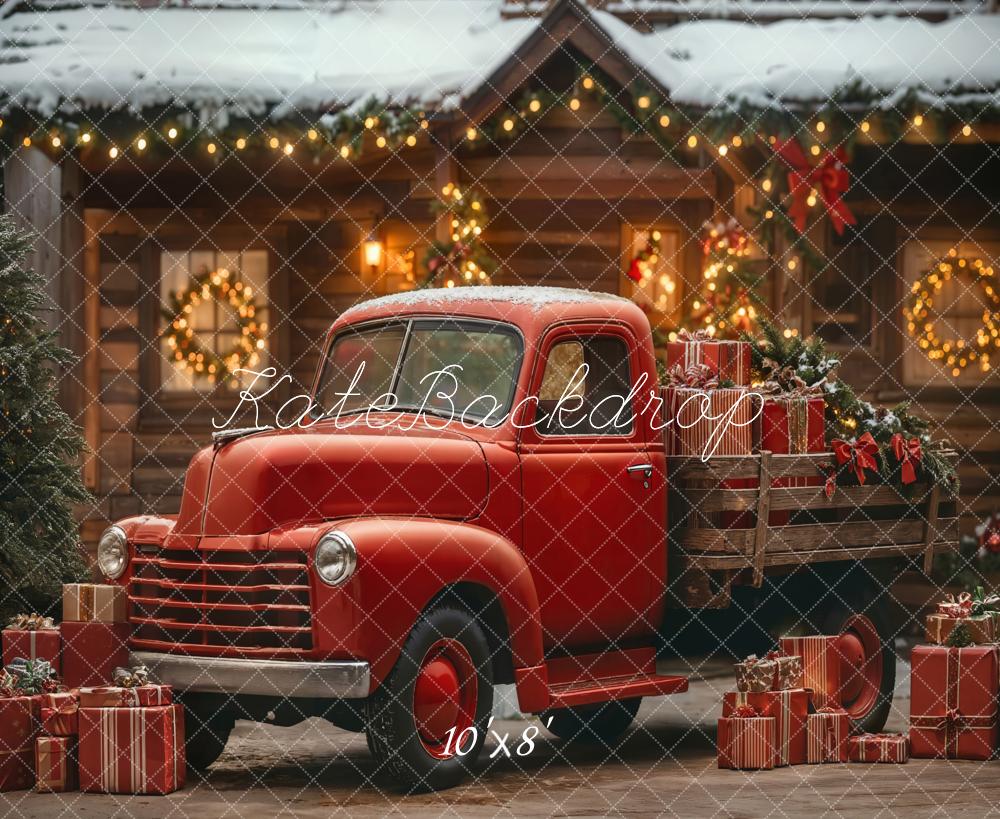 Kate Christmas Truck Presents Fleece Backdrop Designed by Emetselch - Kate Backdrop AU