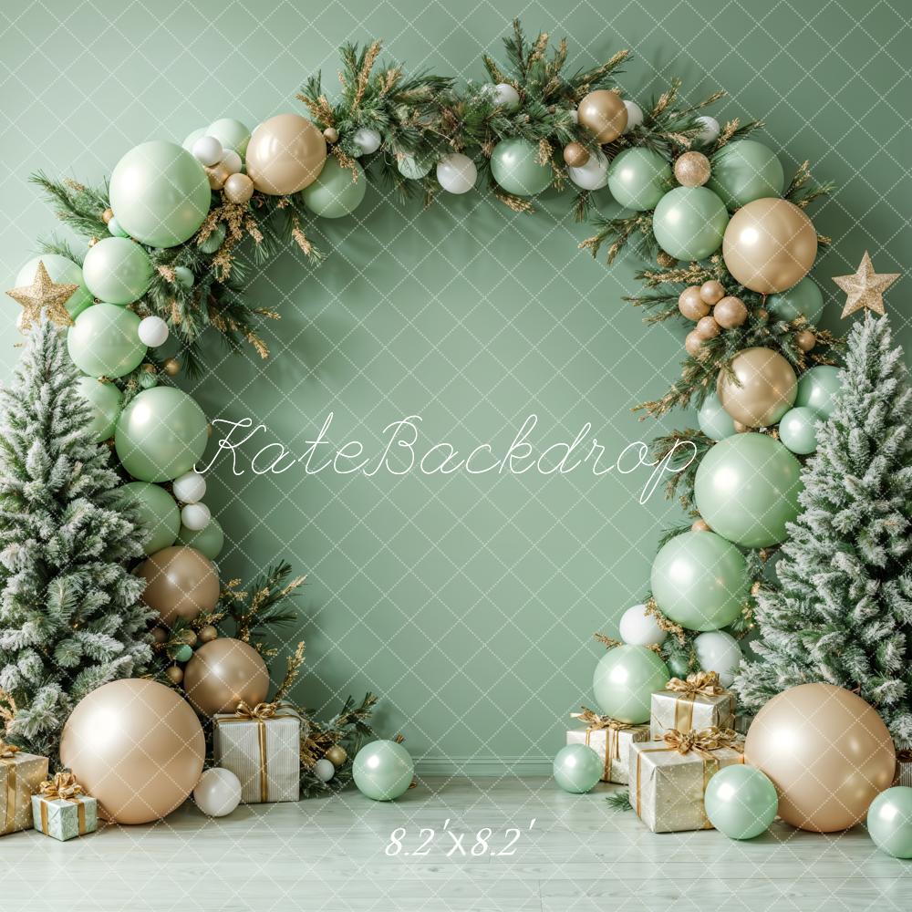 Kate Christmas Balloon Arch Trees Backdrop Designed by Emetselch - Kate Backdrop AU