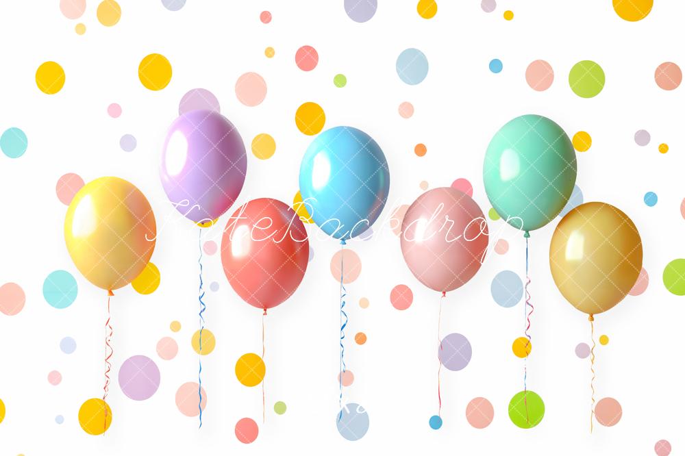 Kate Balloons Colourful Polka Dots Fleece Backdrop Designed by Emetselch