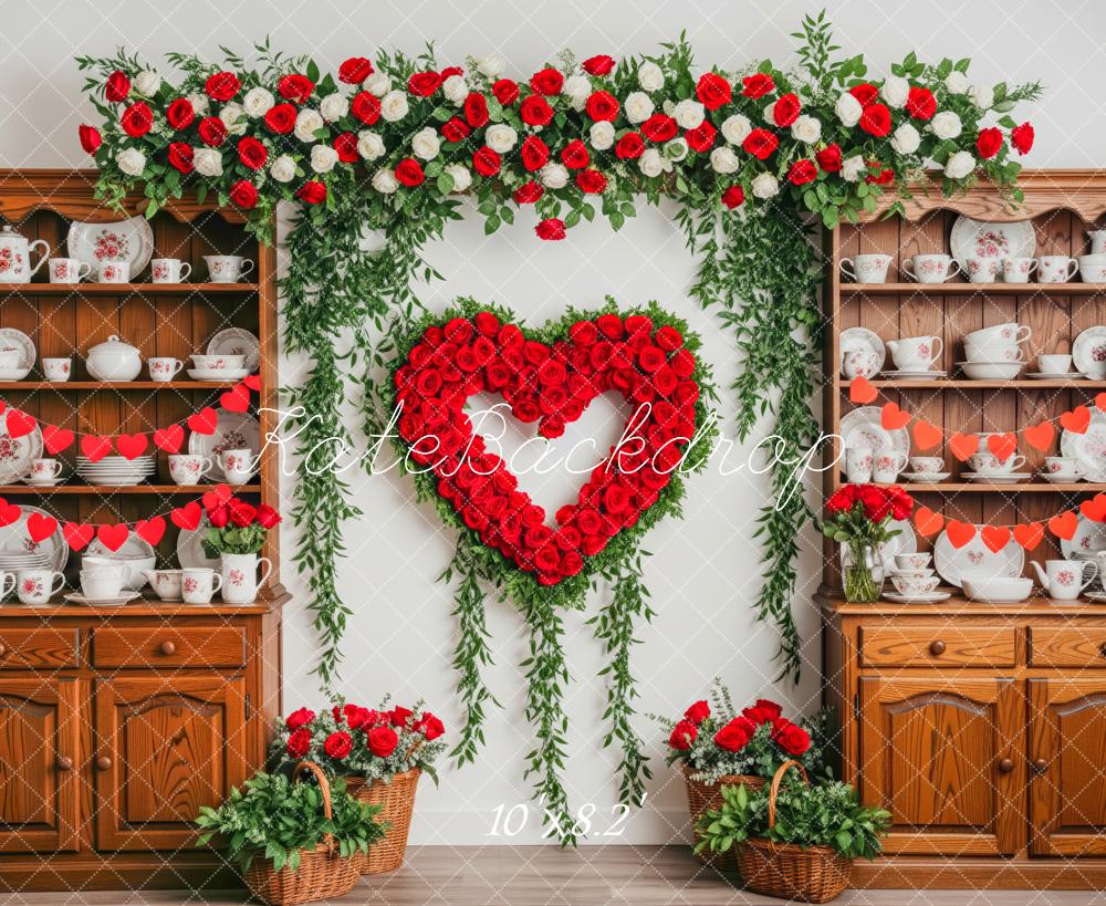 Kate Heart Rose Garland Cabinet Fleece Backdrop Designed by Patty Roberts