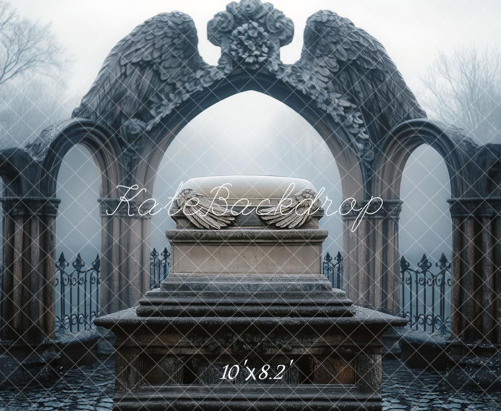 Kate Gothic Columns Angel Wings Misty Backdrop Designed by Mini MakeBelieve