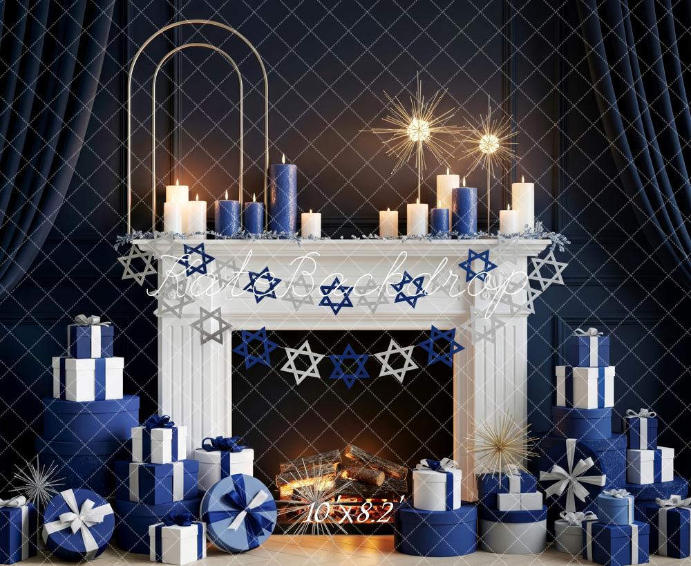 Kate Hanukkah Fireplace Candles Star Decorations Backdrop Designed by Patty Roberts