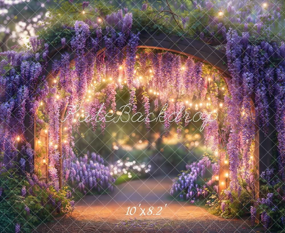 Kate Flower Arch Purple Wisteria Lights Backdrop Designed by Emetselch - Kate Backdrop AU