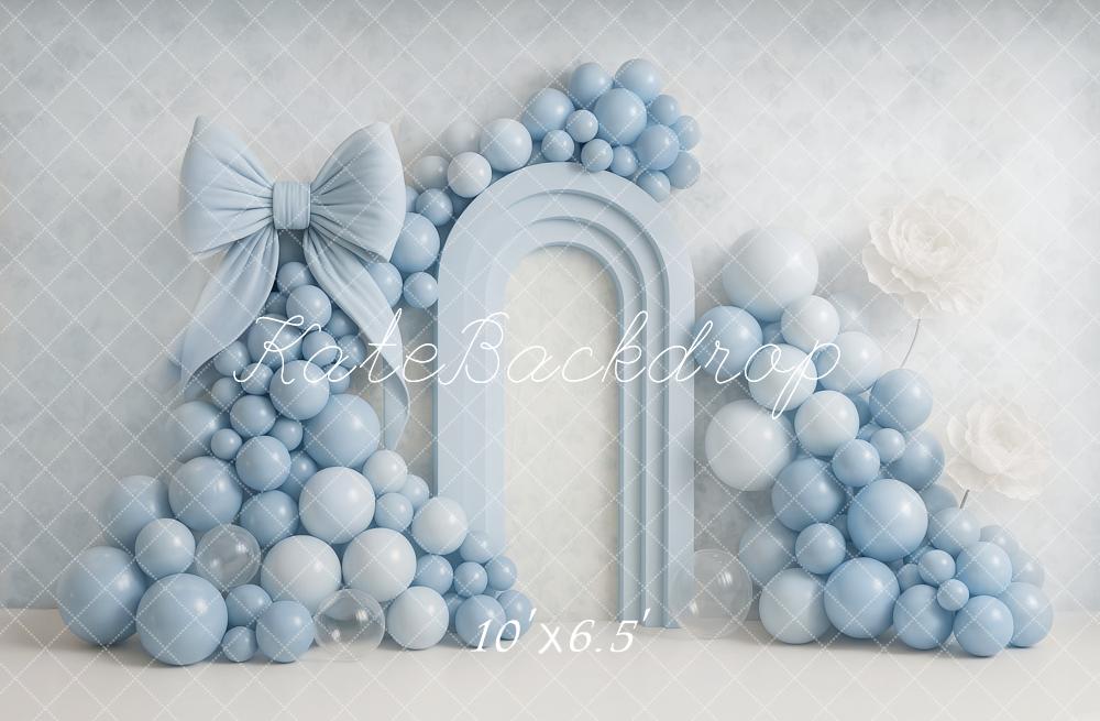 Kate Blue Balloon Arch Bow Backdrop Designed by Ashley Paul - Kate Backdrop AU