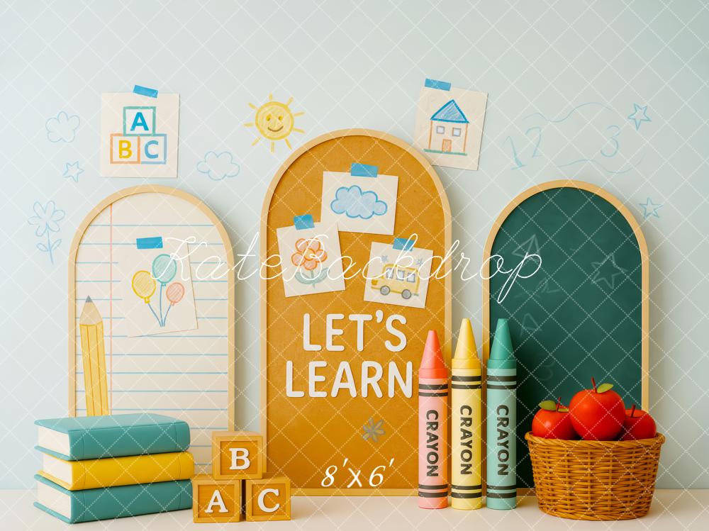 Kate Back to School Books Crayons Backdrop Designed by Patty Roberts - Kate Backdrop AU