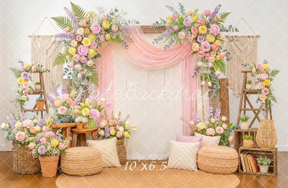 Kate Flower Boho Macrame Pastel Backdrop Designed by Emetselch