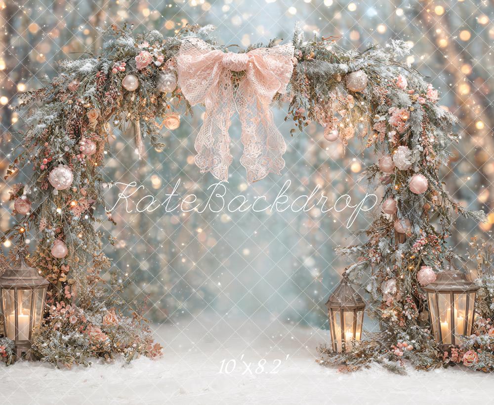 Lightning Deals-C1 Kate Flower Arch Bokeh Snowy Backdrop Designed by Ashley Paul