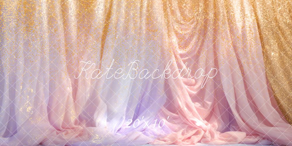 Kate Gold Glitter Ombre Draped Backdrop Designed by Emetselch
