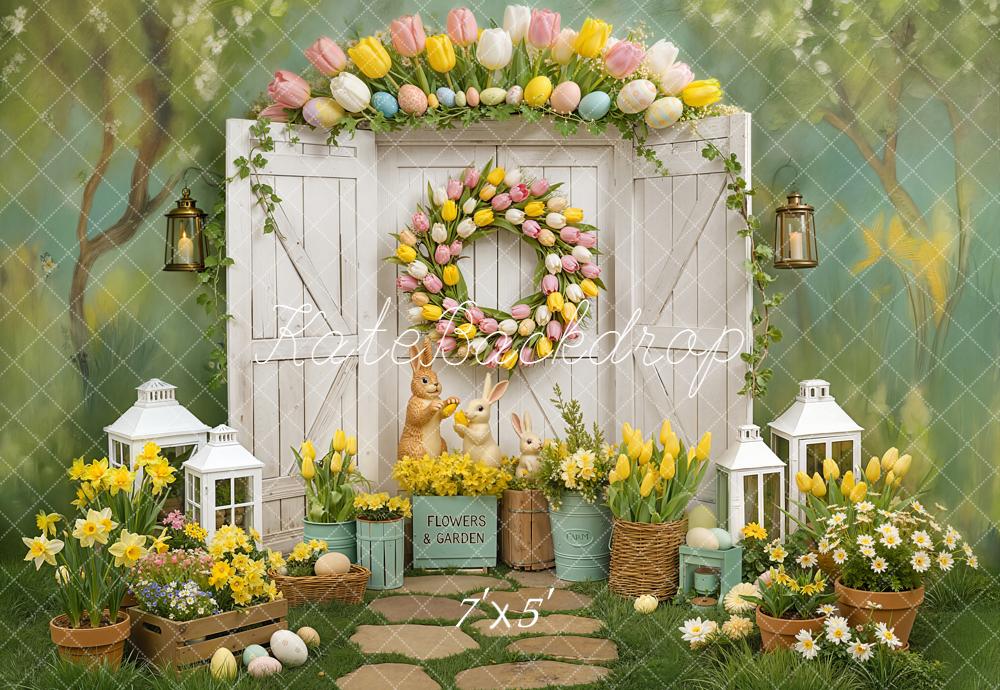 Kate Easter Bunny Tulips Backdrop Designed by Chain