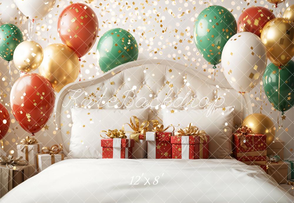 Kate Christmas Balloons Bedroom Fleece Backdrop Designed by Emetselch - Kate Backdrop AU