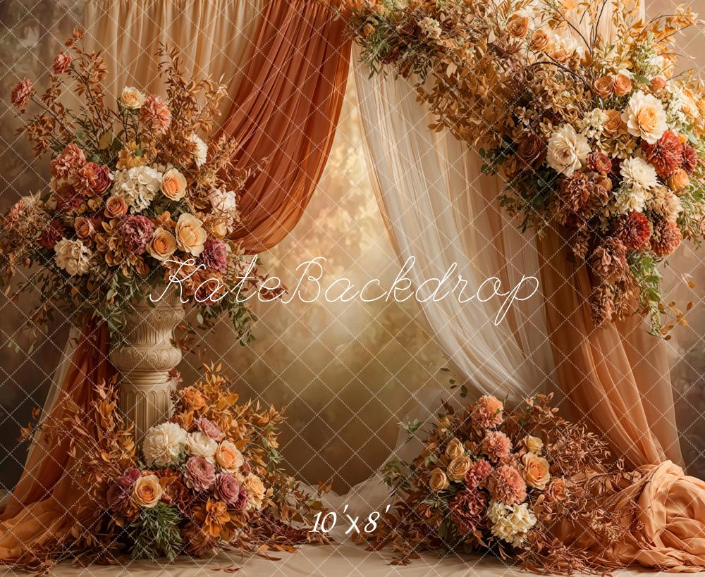 Kate Fall Flower Arch Fleece Backdrop Designed by Emetselch