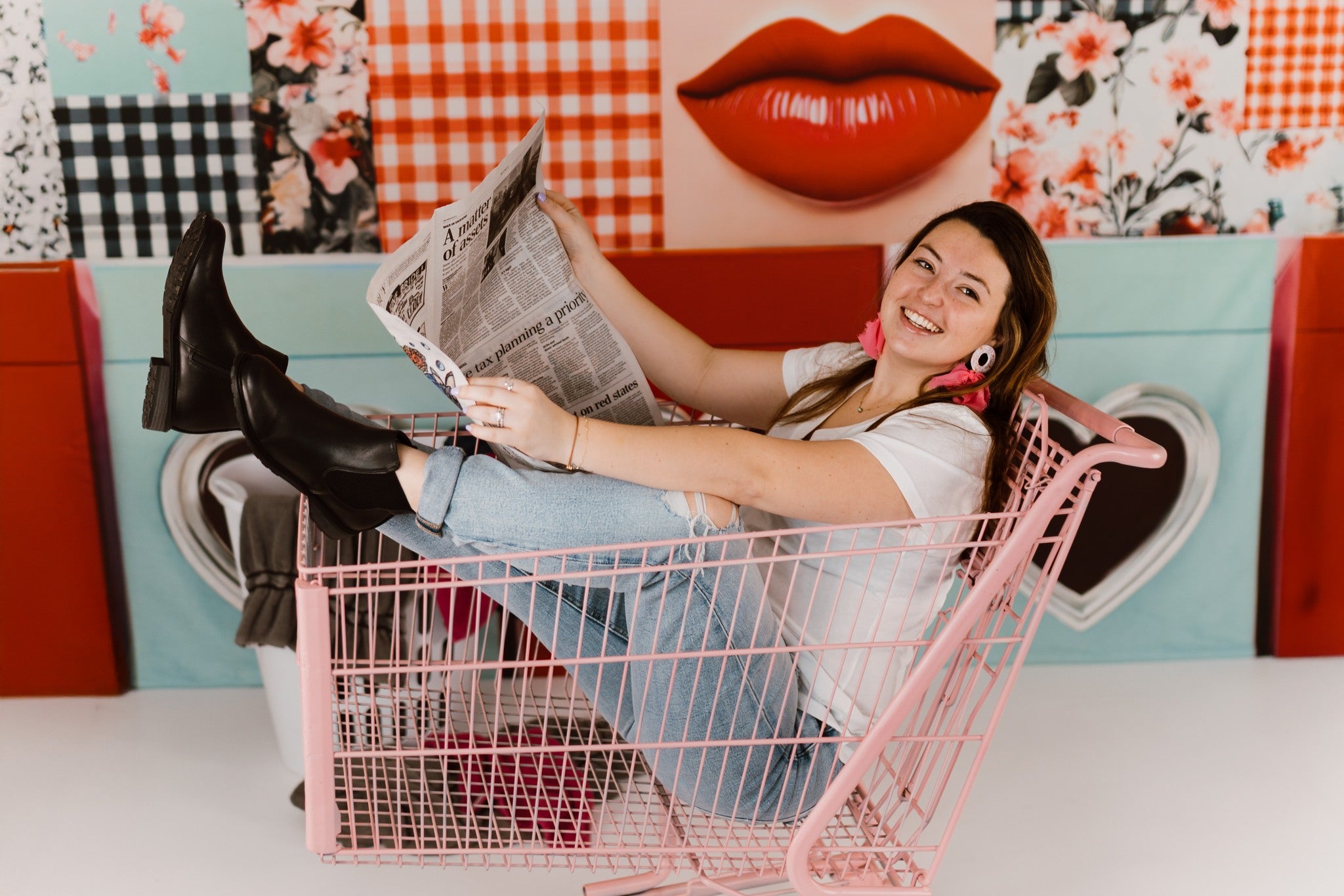 Kate Valentine's Day Laundromat Backdrop Designed by Mini MakeBelieve - Kate Backdrop AU