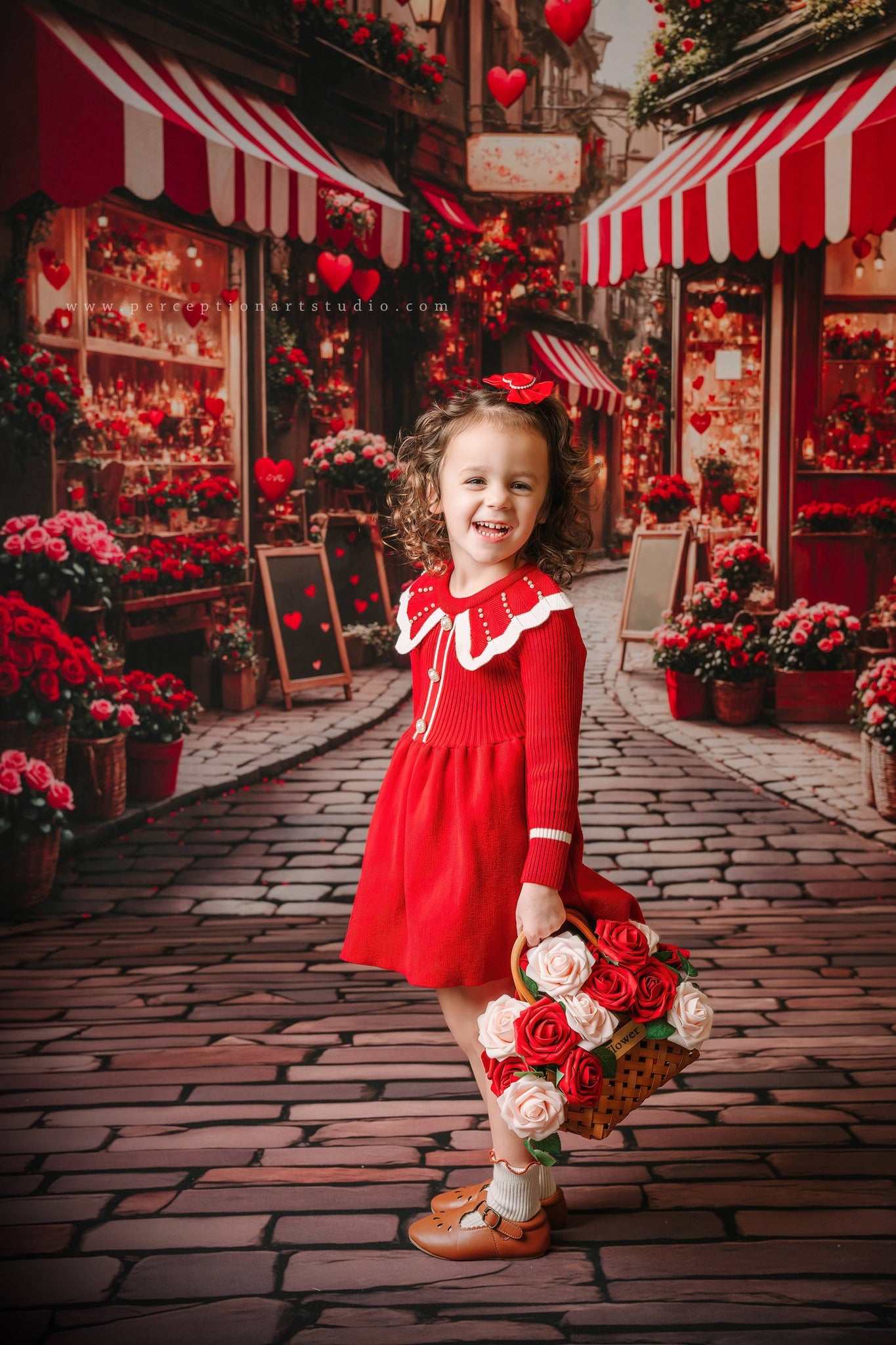 Kate Valentine's Day Flower Shop Street Backdrop Designed by Emetselch - Kate Backdrop AU