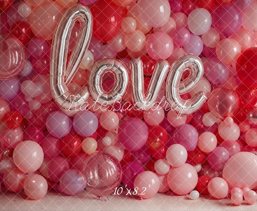 Kate Love Silver Pink Balloons Fleece Backdrop Designed by Emetselch - Kate Backdrop AU