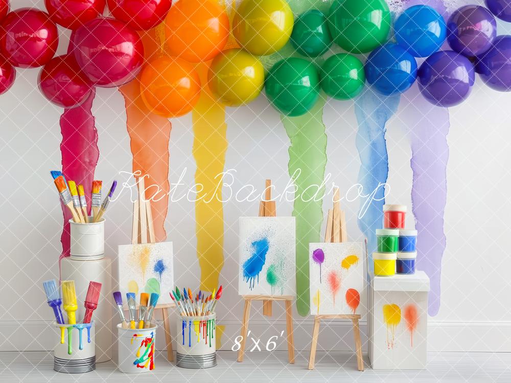 Kate Rainbow Balloons Paint Splash Art Backdrop Designed by Mini MakeBelieve - Kate Backdrop AU