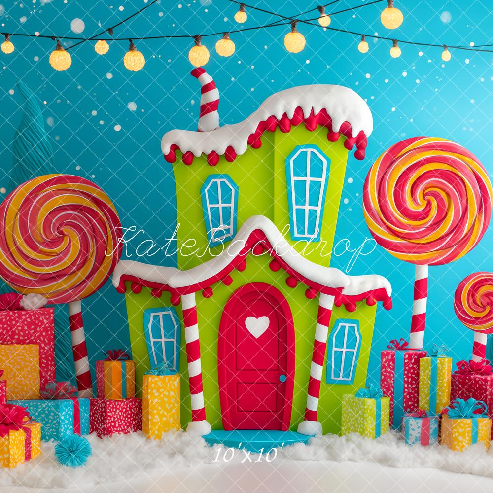 Kate Christmas Candy House Lollipops Backdrop Designed by Patty Roberts