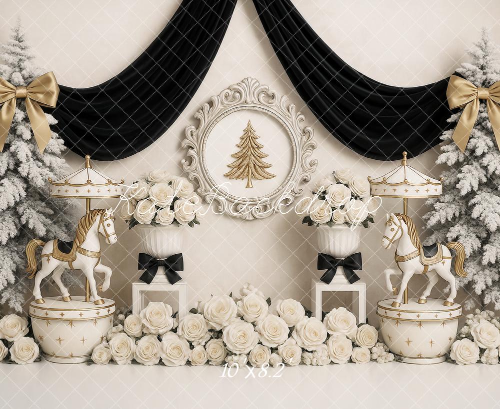Kate Carousel Christmas Frosted Trees Backdrop Designed by Ashley Paul - Kate Backdrop AU