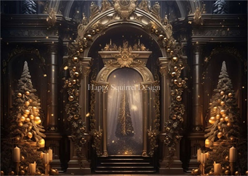 Kate Christmas Ornate Archway Backdrop Designed by Happy Squirrel Design