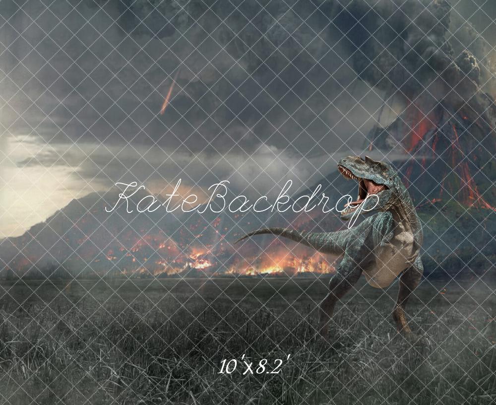 Kate Dinosaur Volcano Fiery Sky Backdrop Designed by Rose Abbas