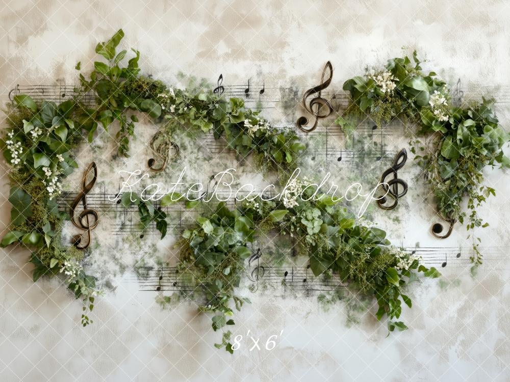Kate Music Notes Greenery Backdrop Designed by Patty Roberts - Kate Backdrop AU