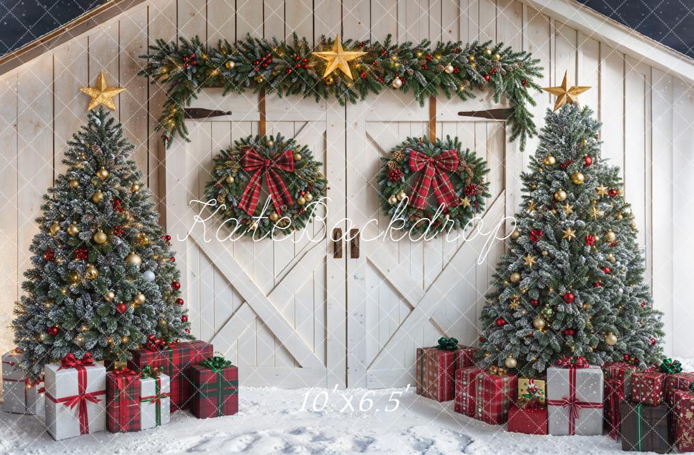Kate Christmas Trees Wreaths Barn Backdrop Designed by Chain