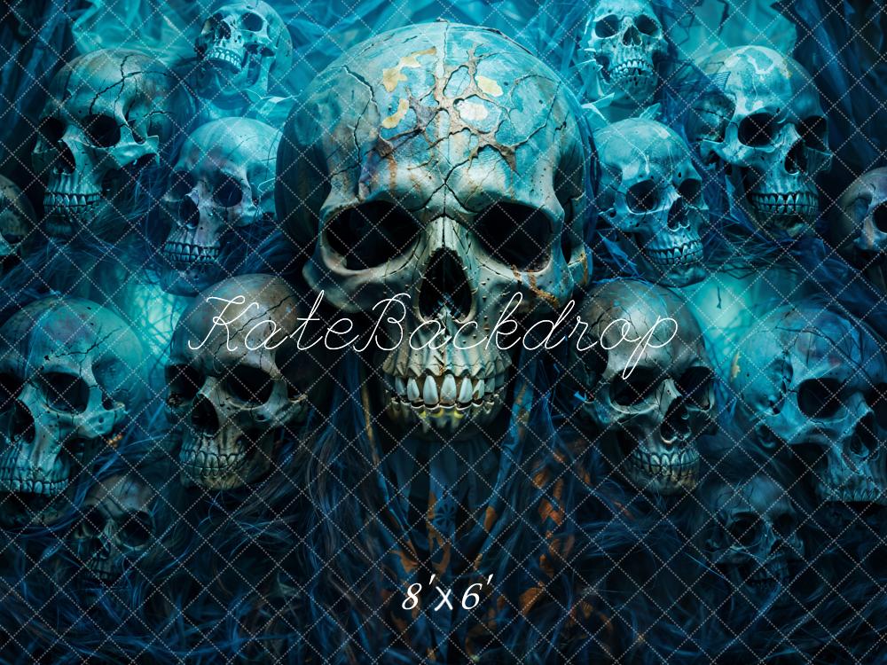 Kate Halloween Skulls Smoke Night Backdrop Designed by Chain
