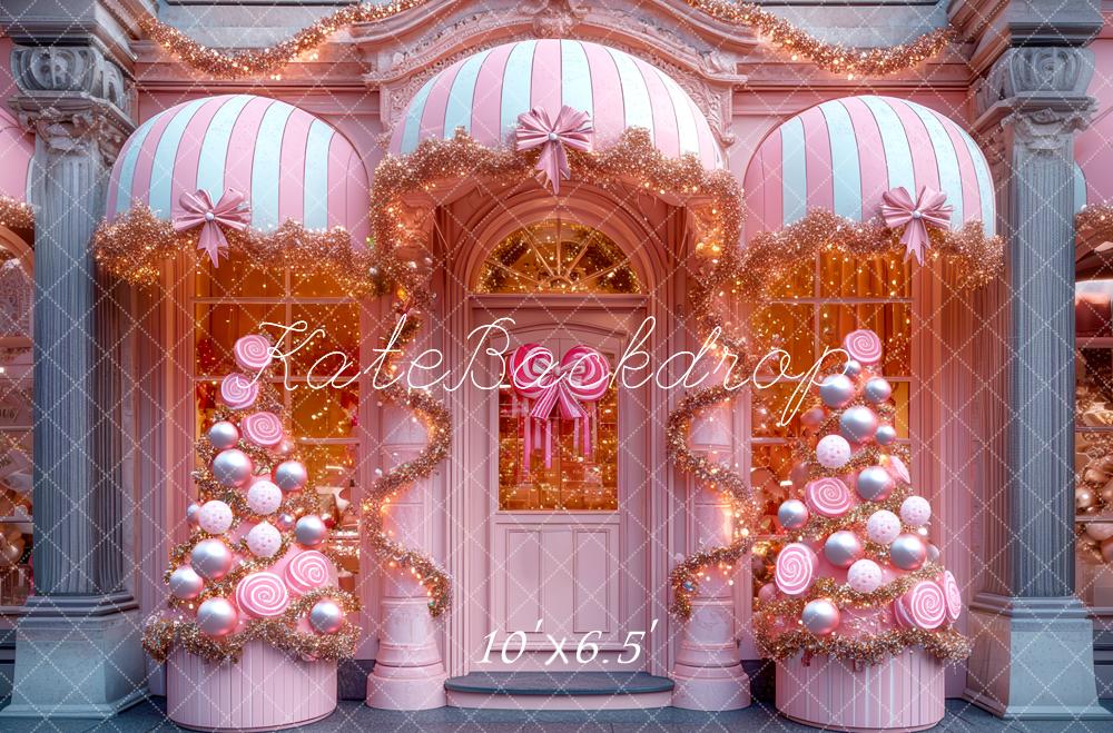 Kate Christmas Pink Shop Lollipop Trees Backdrop Designed by Mini MakeBelieve - Kate Backdrop AU