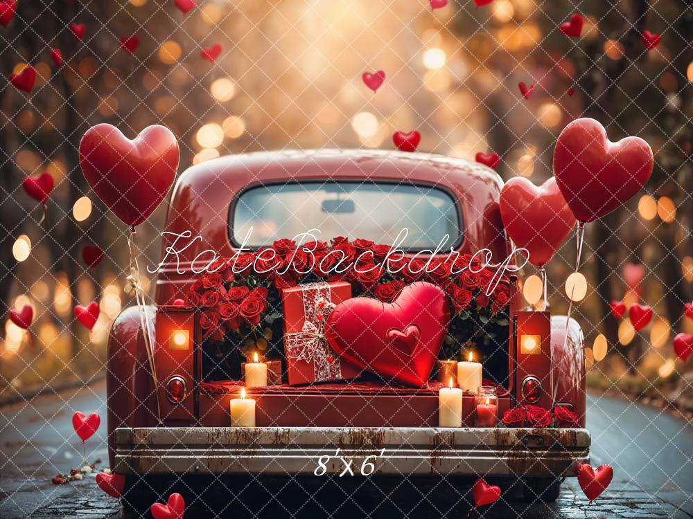 Kate Valentine Car Heart Balloons Roses Backdrop Designed by Emetselch