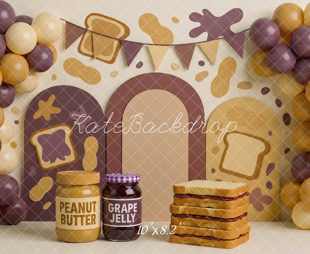 Kate Peanut Butter Jelly Toast Bunting Backdrop Designed by Mini MakeBelieve - Kate Backdrop AU