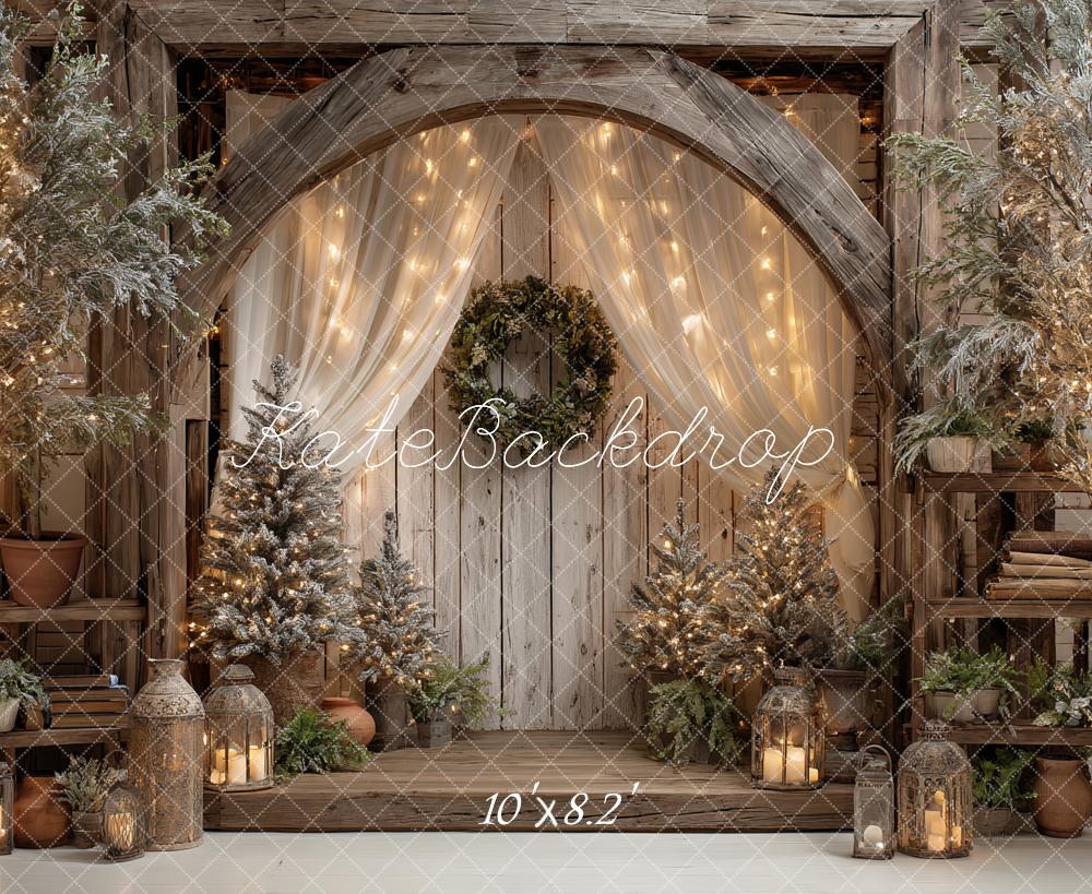 Kate Christmas Rustic Archway Trees Backdrop Designed by Ashley Paul