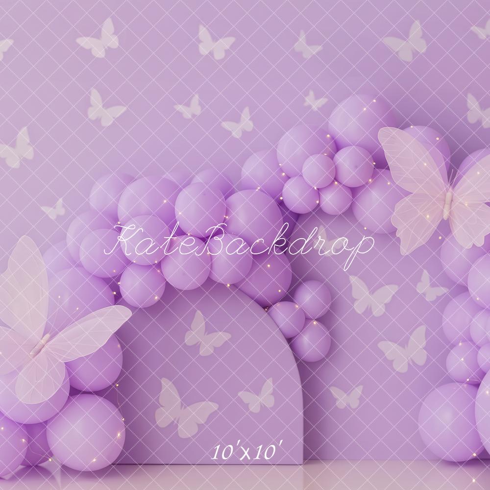 Kate Purple Balloon Cake Smash Butterfly Backdrop Designed by Patty Roberts - Kate Backdrop AU