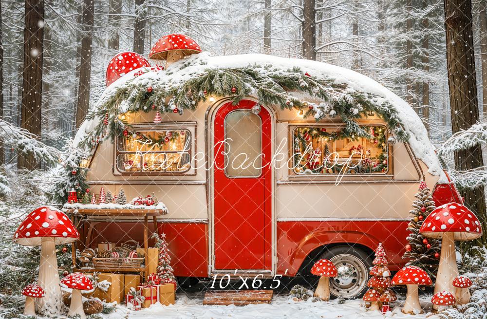 Kate Christmas Snow Mushrooms Backdrop Designed by Emetselch - Kate Backdrop AU