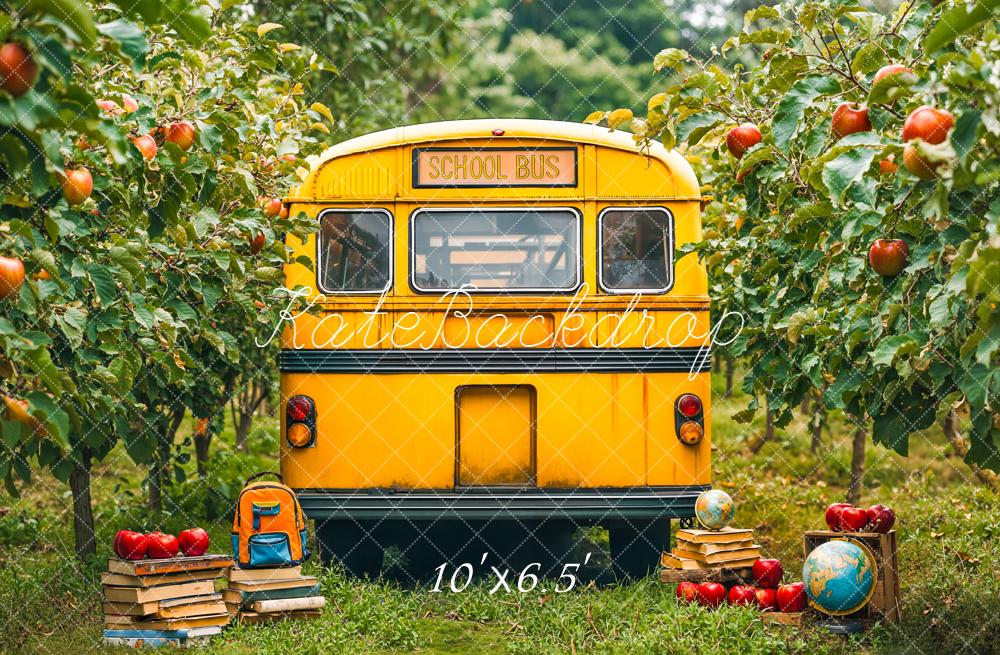 Kate Back To School Bus Apple Orchard Backdrop Designed by Emetselch - Kate Backdrop AU