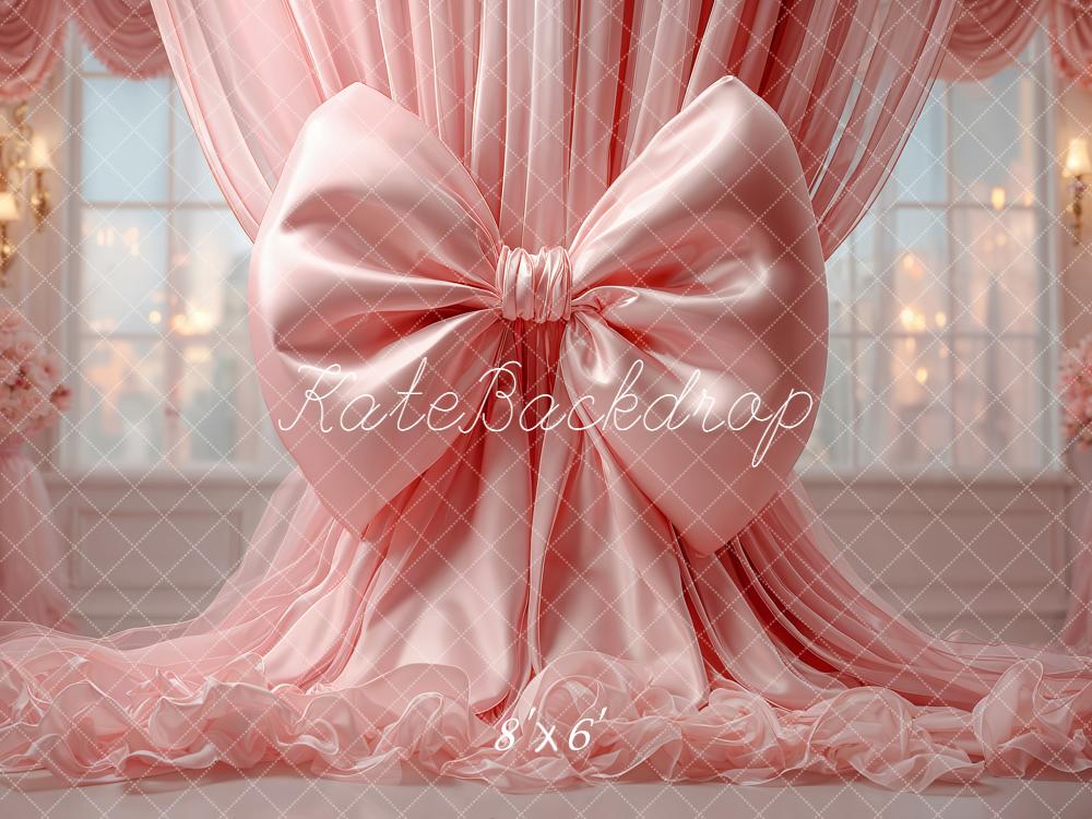 Kate Pink Bow Room Fleece Backdrop Designed by Emetselch
