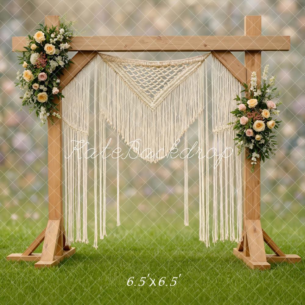 Kate Boho Bokeh Flowers Wooden Arch Backdrop Designed by Mini MakeBelieve