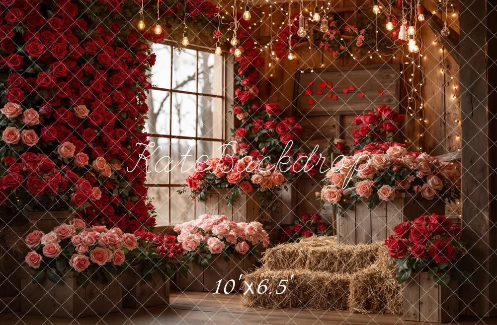 Kate Rustic Roses Wooden Crates Fleece Backdrop Designed by Emetselch