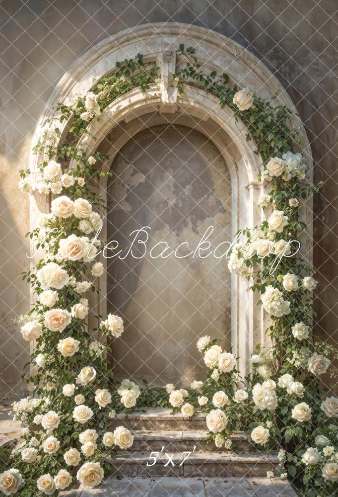 Kate Flower Arch Vintage Stone Backdrop Designed by Emetselch