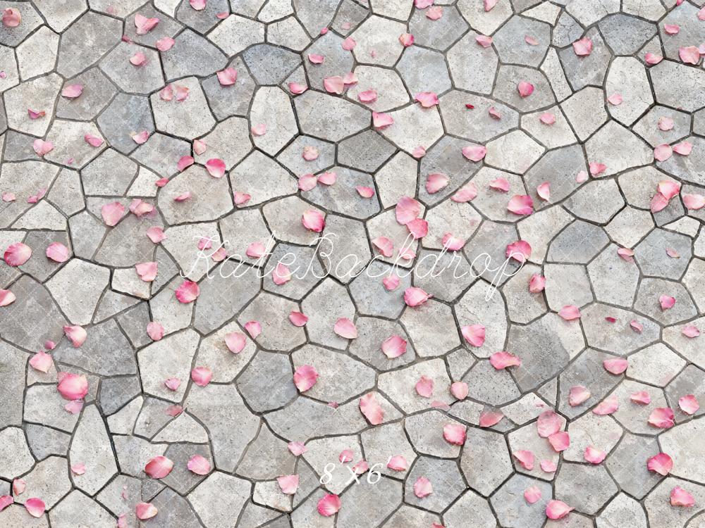 Kate Cobblestone Ground Pink Petals Backdrop Designed by Emetselch
