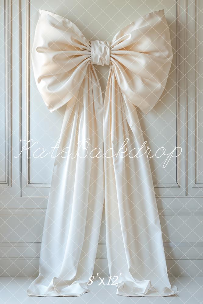 Kate Large Satin Bow Elegant Panelled Wall Fleece Backdrop Designed by Emetselch - Kate Backdrop AU
