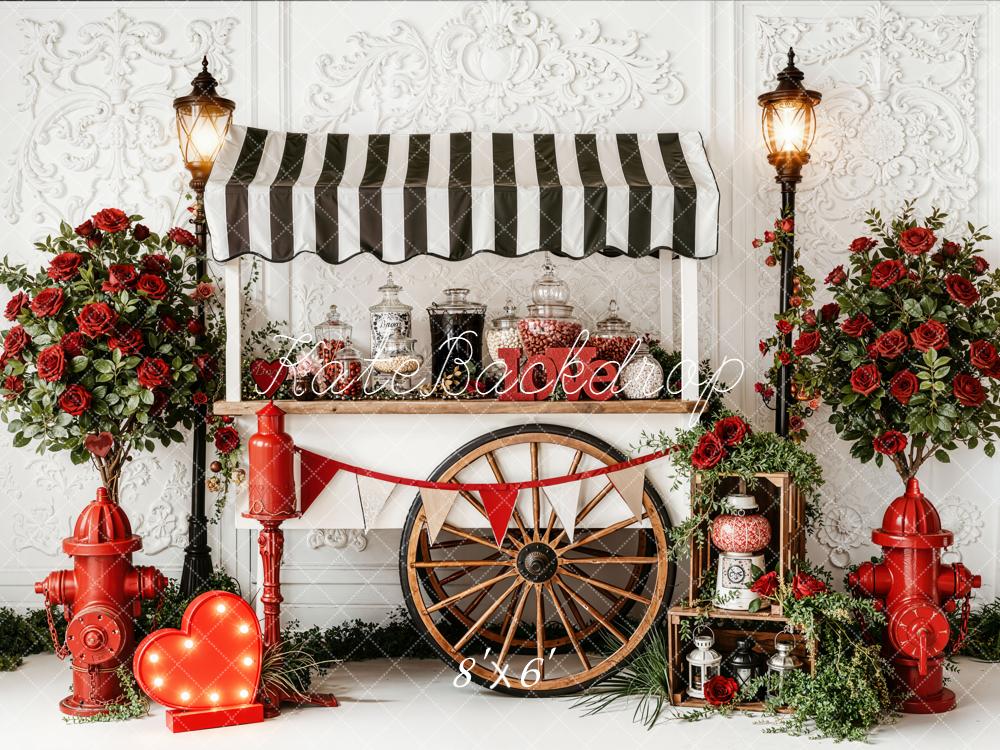 Kate Valentine Candy Cart Hydrants Backdrop Designed by Emetselch