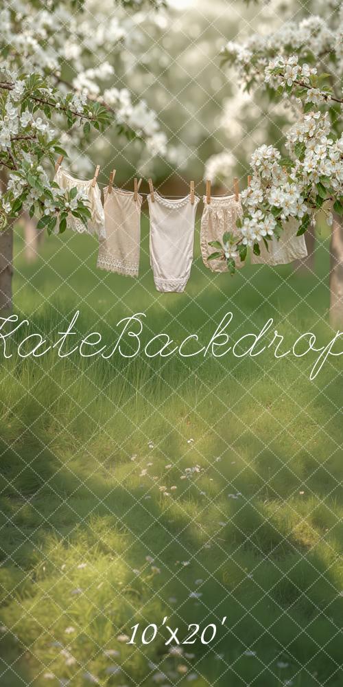 Kate Blossom Trees Clothesline Meadow Backdrop Designed by Chain